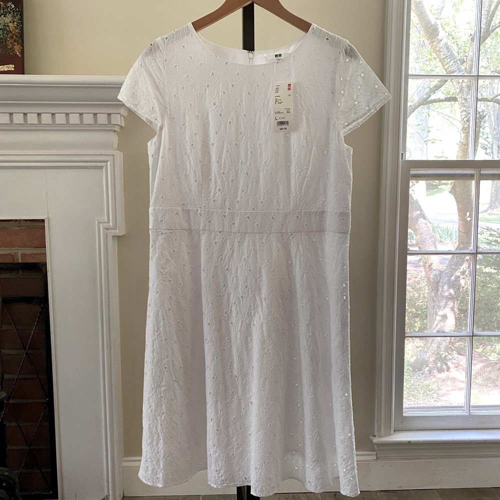 NWT Uniqlo eyelet midi dress, L